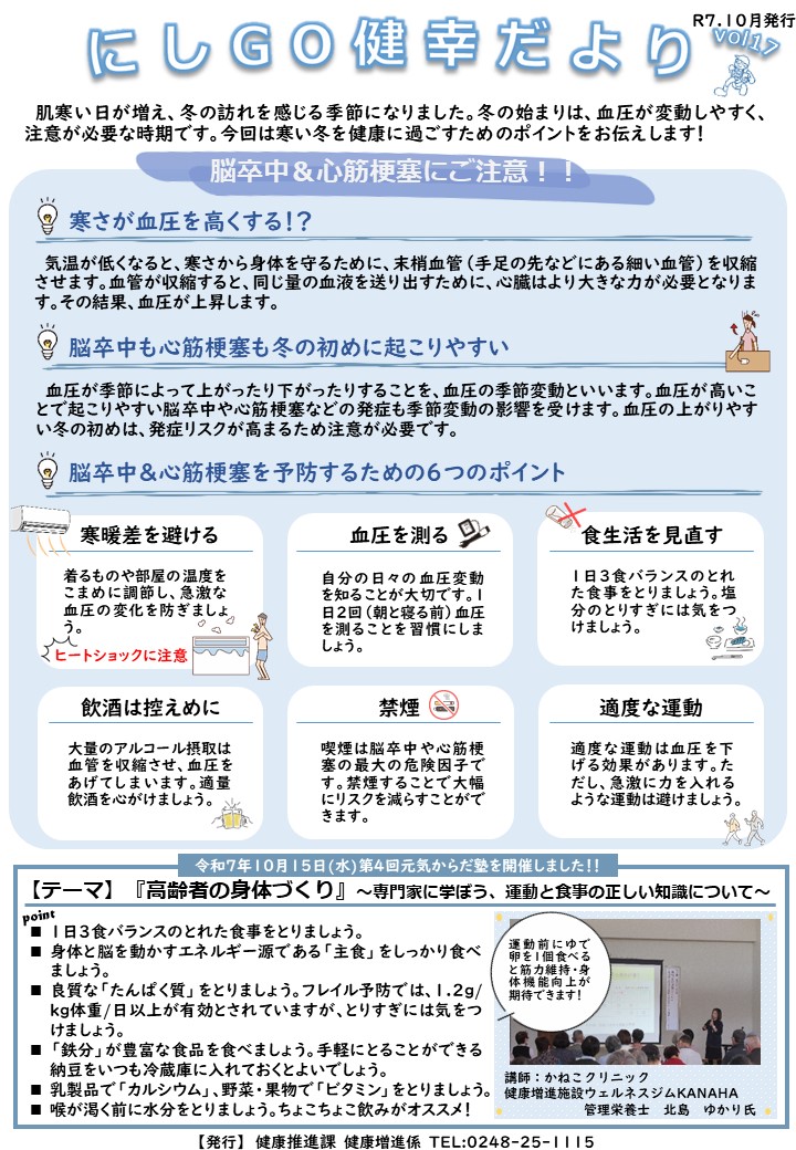 にしGO健幸だより最新号