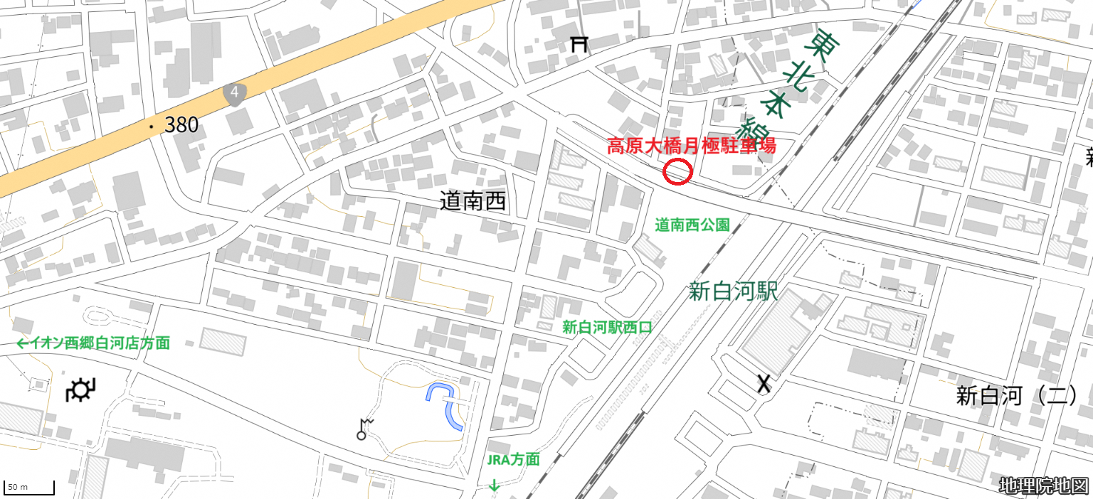 高原大橋月極駐車場の位置図