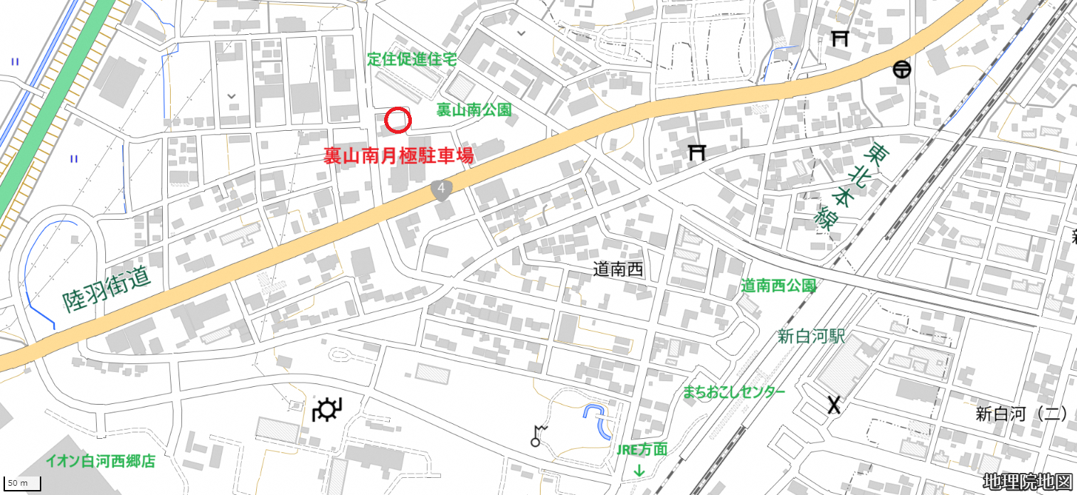 裏山南月極駐車場位置図