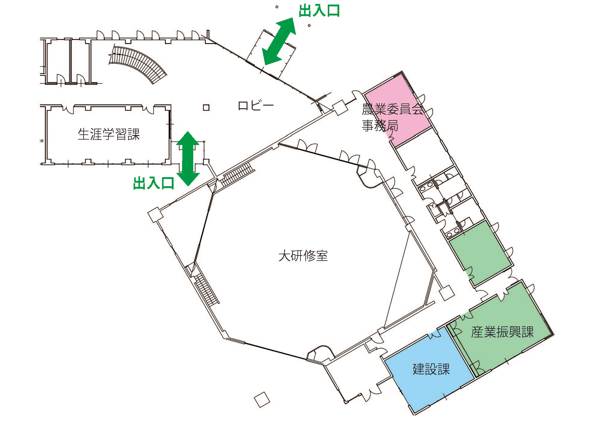 産業振興課・建設課・農業委員会の移転先